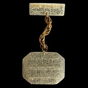 Vintage Signed Depose French Mid-Century Lucite Dangle And Chain Brooch